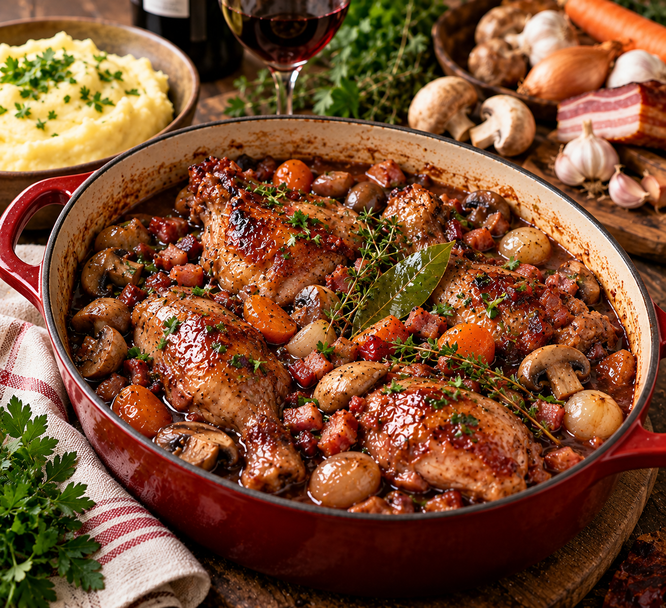 Coq au Vin – Haantje in rode wijn
