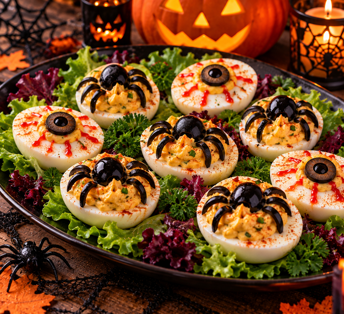 Halloween-voorgerecht: Duivelse gevulde eitjes