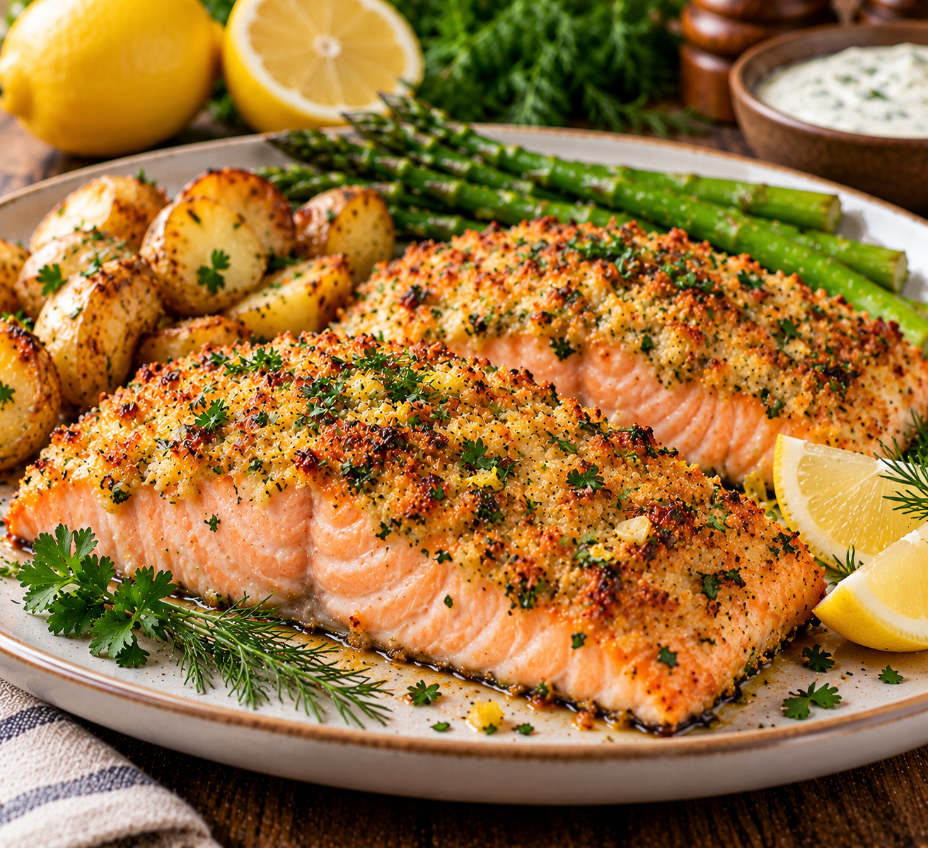 Zalm uit de oven met kruidenkorst
